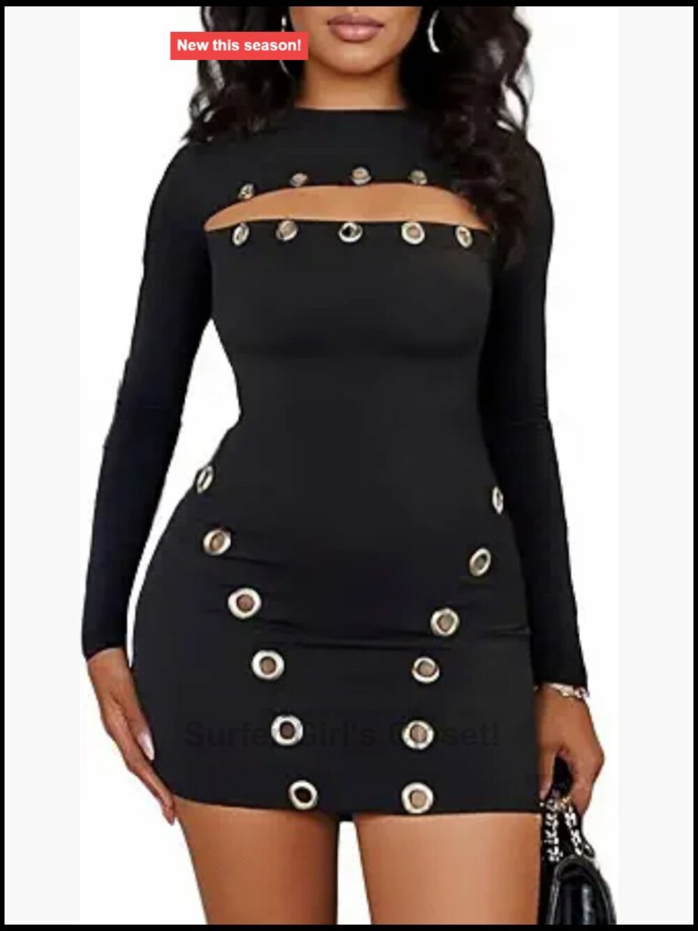 Women's Sexy Bodycon Mini Dress Long Sleeve Cutout Club Party Stretchy Y2K Dress